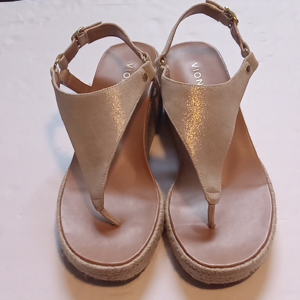 Vionic Kirra Tan Wedge Straw Heel Sandals Size 10 - Picture 2 of 10
